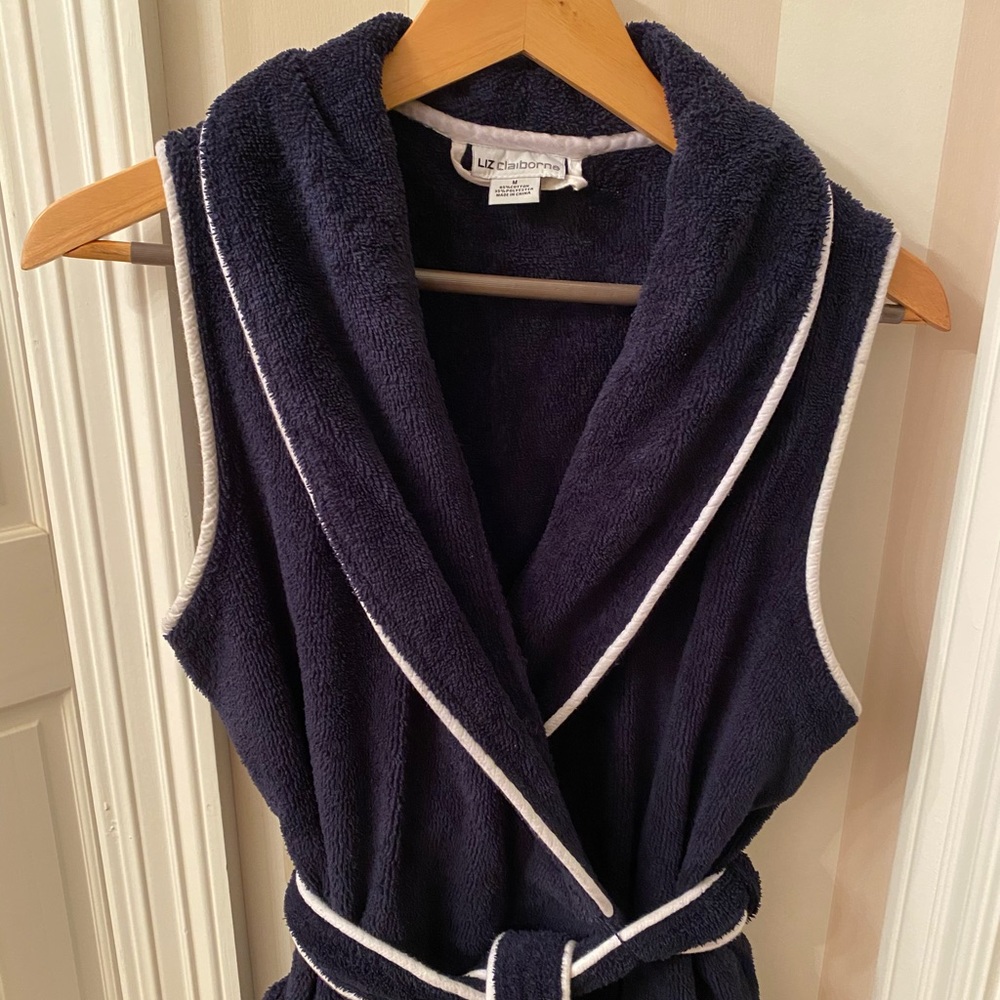 Liz Claiborne Navy Blue Nautical Robe